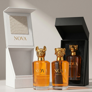 Botella de <span class=keywords><strong>Perfume</strong></span> de Vidrio de Lujo con Diseño de Cabeza de <span class=keywords><strong>Animal</strong></span>, 30ml, 50ml, 100ml, con Caja de Regalo Personalizada, Tapa Esculpida Única, Botella con Atomizador - Product Image 1