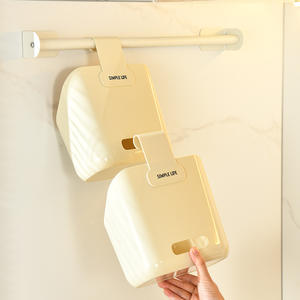 Panier de rangement mural Simple Life, rectangulaire, blanc crème, sans perçage, brillant, pour épices de cuisine - Product Image 1