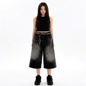 New Arrival <b>Women's</b> High Quality Mid Waist Denim <b>Shorts</b> Regular Fit <b>Long</b> Length 100% Cotton Quick Dry Summer Customized Logo Hip - Product Image 1