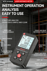 Mètre laser numérique rechargeable 100 m, outil de mesure de distance, de surface et de volume portable avec écran LCD, mètre laser haute précision - Product Image 3