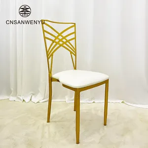 Wholesale Luxury Stacking Iron Gold Crossback Chair Wedding For Event Reception