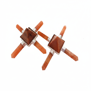 Pirámide de Aventurina Melocotón, Cristal Energético Semiprecioso para Sanación de Chakras, Arte Coleccionable Hecho a Mano con Patrón de Orgón - Product Image 2
