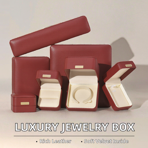 Elegante Caja de Regalo de Joyería de Cuero, Caja de Empaque de Joyería con Etiqueta Metálica Personalizada para Propuesta de Matrimonio, Almacenamiento de Joyas - Product Image 2