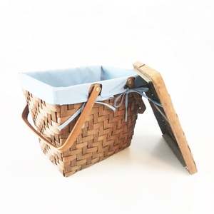 Precio al por mayor cesta de Picnic tejida a mano multifuncional doble ASA senderismo Camping cesta de almacenamiento - Product Image 6