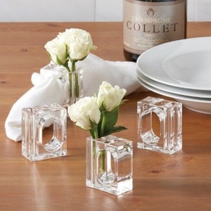2025 Top Seller New Wedding Rings Flower Bud Vase Design Clear Acrylic Lucite 2in1 Napkin Rings - Product Image 2