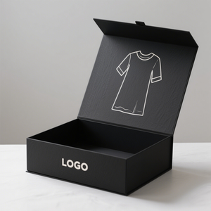 Custom Packaging Supplie Boutique T-shirt Clothing Cardboard Packaging Paper <b>Box</b> Biodegradable Retail Gift <b>Box</b> <b>Black</b> Custom Logo - Product Image 1