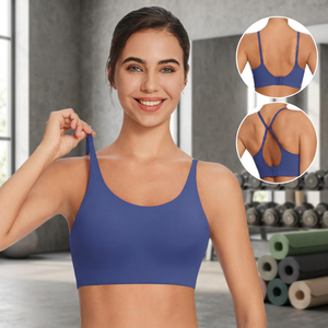 Ever Glow Plus Size High Support Ribbed Sports Bra Women <b>Racer</b> <b>Back</b> Seamless Yoga Fitness Crop <b>Tops</b> Shockproof Wireless Front - Product Image 3
