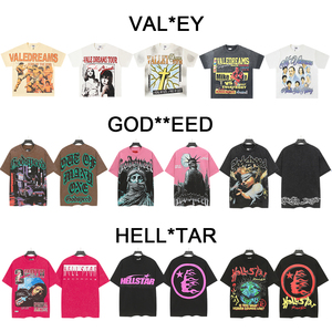 T-shirts à manches courtes pour hommes de marque tendance, de qualité supérieure, en tissu épais, style rétro délavé, avec diamants, coupe ample, vintage, VALLEY Designer - Product Image 3