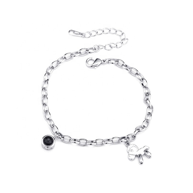 Custom Photo Projection Bracelet Cute Pony Horse Charms Bracelet for Girls Drops-hipping Memory Jewelry Bracelet Femmes