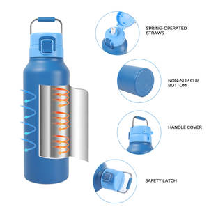 Northfox Nouveau Design Thermos à Double Paroi en Acier Inoxydable 24oz avec <span class=keywords><strong>Bouchon</strong></span> à <span class=keywords><strong>Paille</strong></span> et Poignée pour la Salle de Sport et les Voyages – Vente Flash - Product Image 3