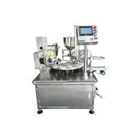 Machine de remplissage rotative semi-automatique pour gobelets, pour lait concentré, café, yaourt, liquides, machine de remplissage et de scellage de gobelets pour les petites entreprises