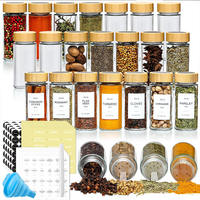 Accessoires de Cuisine Maison Gadget Épicier en Bois Pot à Épices en Verre Récipient de Stockage Ensemble de Pots à Épices avec Couvercle et Étiquettes