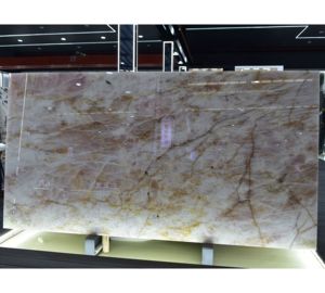 Luxury Cristallo Rosa Quartzite Slab Natural Stone Translucent Stone Brazil Modern Design Polished Hotels Wholesale - Product Image 1
