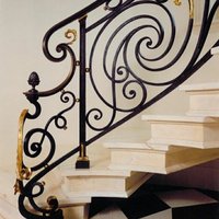 Rampe d'escalier intérieure en fer forgé galvanisé à motif floral, balustrade double pour escalier