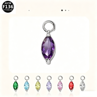 Pendentif petit anneau en titane F136 avec zircon marquise pour la création de bijoux DIY (boucles d'oreilles, bracelets, colliers) – Accessoires unisexes