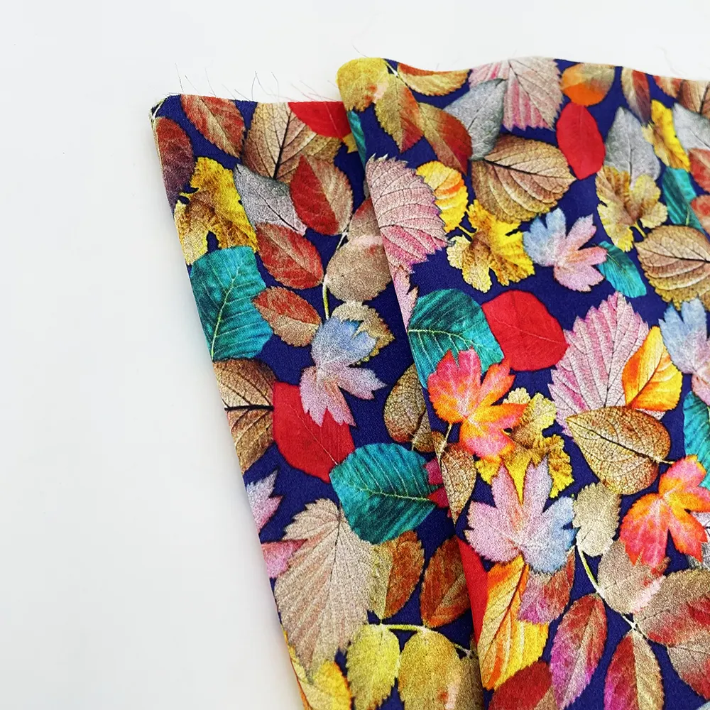 Silk Hot sale Luxury Natural fiber digital printing 100% silk fabric custom pattern leaf Designer Bedding Sleepwear silk Dress