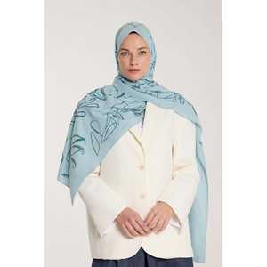 Écharpe Aqua Green Pure Tone à motif de feuilles, accessoire de robe modeste - Product Image 3