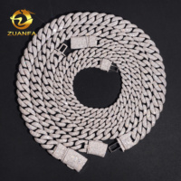 Bijoux Hip Hop 12mm 14mm 15mm Chaîne à maillons cubains Moissanite Argent 925 Lien cubain mosaïque glacé avec certificat GRA