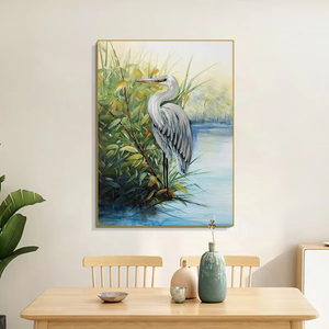 Grue, peinture à l'huile 100% peinte à la main, art mural pour la maison, chambre à coucher, salon, peinture décorative, peinture animale suspendue - Product Image 1