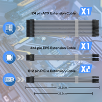 محول ATX مع كابل تمديد RGB 24P PCIE 8Pin(6 + 2) CPU 8Pin(4 + 4) نهاية PSU NEMA للإناث للكمبيوتر/