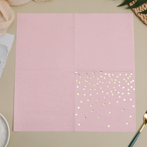 Pink Gold Polka Dot Paper Napkins 330mm Disposable For Wedding Party - Product Image 2