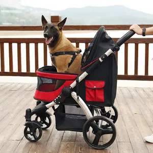 Fábrica venda quente Atacado luxo grande dobrável pet cat transportadora carrinhos de viagem carrinho cão viagem trole
