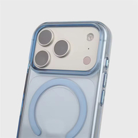 Coque de protection magnétique transparente de luxe pour iPhone 18 Pro 17 16 Pro Max, compatible avec la charge sans fil, bouton de la caméra, coque rigide transparente