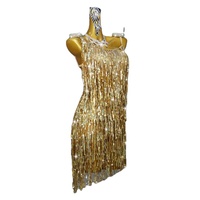 Nuevo Traje de Competición de Baile Latino 2026 007, Vestido de Lentejuelas Doradas de Alta Gama con Espalda Descubierta y Tirantes