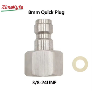 Adaptador de Recarga Rápida de Gas CO2 de Acero Inoxidable Plateado HPA, Rosca UNF de 3/8"-24 para Elaboración Casera de Cerveza, Refrescos y Bebidas - Product Image 5