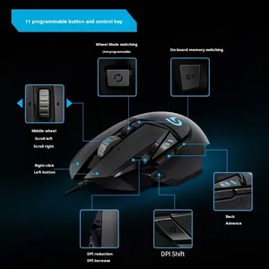Souris de jeu filaire <span class=keywords><strong>G502</strong></span> <span class=keywords><strong>HERO</strong></span> pour droitiers, rétroéclairage <span class=keywords><strong>RGB</strong></span>, rechargeable, 11 touches programmables, capteur mécanique, pour gagner au PUBG - Product Image 2