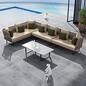 Estilo de Bali hotel sintético de mimbre silla y mesa de café de piso <span class=keywords><strong>al</strong></span> aire libre Salón bajo sofá diseños - Product Image 6