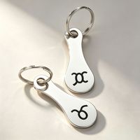 Porte-clés personnalisable gravable avec signe du zodiaque, en acier inoxydable étanche, avec jeton de chariot