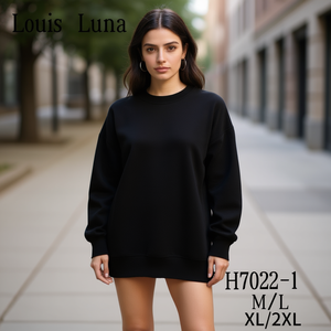 Abito Felpa Oversize Louis Luna H7022-1 M/L XL/2XL Nero a Maniche Lunghe in Maglia - Product Image 3