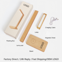 Lampe de table moderne en bois massif avec chargeur sans fil rapide, lumière de bureau LED modulaire magnétique, intensité réglable en continu, commande tactile pour chevet