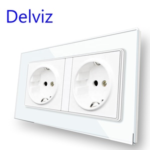 Delviz tomada elétrica, tomada elétrica europeia, ac 110v ~ 250v, painel de vidro cristal resistente, padrão eu, 16a de parede, fonte de alimentação - Product Image 5