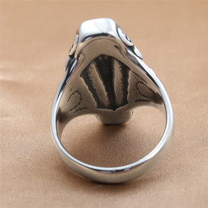 Coffin <b>Skull</b> <b>Ring</b> Men's Retro Punk Style Stainless Steel Jewelry Gift Silver Tone Geometric Skeleton Design - Product Image 2