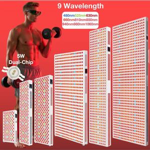 AQSHE Panneau de luminothérapie LED infrarouge rouge de qualité médicale à double puce 9 longueurs d'onde, pour le visage et le corps entier, avec support, 1060nm, Commercial - Product Image 1