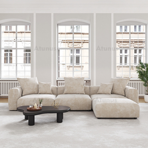 ATUNUS US en stock, livraison directe, grand ensemble de canapés modulaires carrés américains en tissu velours côtelé - Product Image 3