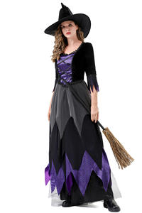 Disfraz de Bruja de Halloween, Vestido Negro y Morado de <span class=keywords><strong>Vampiro</strong></span>, Disfraz de Bruja Mágica para Fiesta de Carnaval, Disfraz de Cosplay para Mujer - Product Image 6