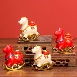 Figurine Cheval à Bascule Ruijie 4-4,9 pouces Style Traditionnel Décoration Intérieure Cadeau pour Salon - Product Image 1