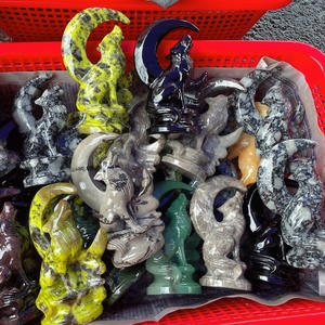 Scultura in Cristallo Naturale di <span class=keywords><strong>Lupo</strong></span> che Urla alla Luna, Scultura Animale in Cristallo, Regalo Spirituale Curativo, Decorazione per la Casa - Product Image 6