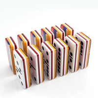Dominos en résine acrylique personnalisés OEM avec drapeau national, 55 pièces, jetons de dominos multicouches adhésifs pour divertissement en club