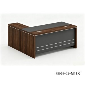 Modern Executive Wood <b>Desk</b> With Storage <b>Cabinet</b> 38079-21-M18X Freestanding Office Furniture - Product Image 1