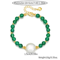 Bracelet en perles baroques d'eau douce naturelles avec agate de cristal de forme irrégulière, style doré pour femme, bijou polyvalent