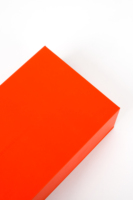 Boîte cadeau rigide en forme de livre, orange vif, recyclable, personnalisée, avec impression de ligne végétale intérieure, pour l'emballage de vêtements et de cosmétiques