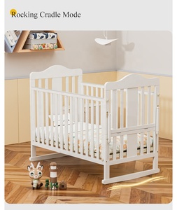Lit bébé en bois réglable en hauteur, nouveau design, convertible en lit d'appoint avec tête de lit extensible - Product Image 4