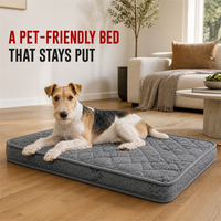 Matelas orthopédique pour chien, adapté aux animaux domestiques, gris, matelassé, coussin de sol avec base antidérapante à pois