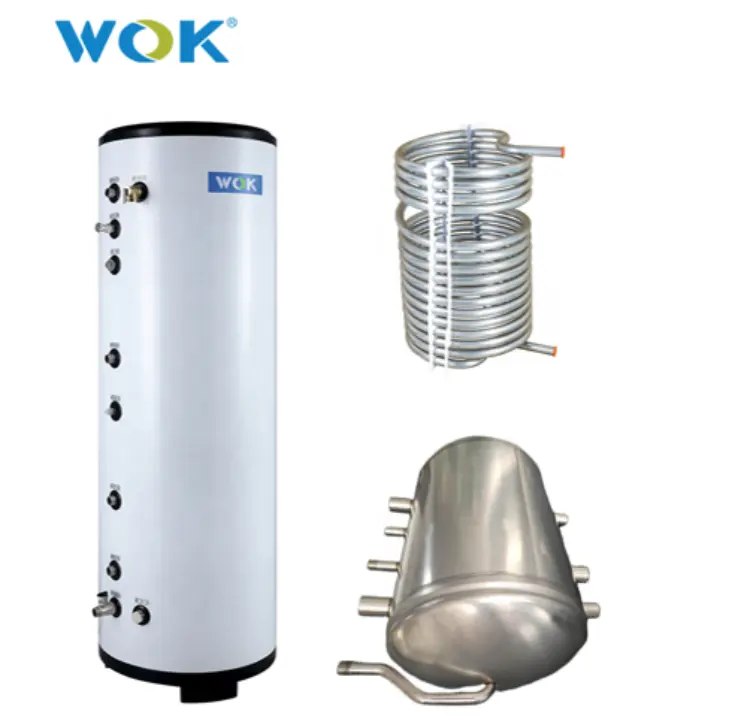 Wok được xây dựng trong 2 trong 1 dhw bể nước nóng để sưởi ấm nhà storagetank 50L + 150L với cuộn dây sưởi ấm cho hệ thống bơm nhiệt