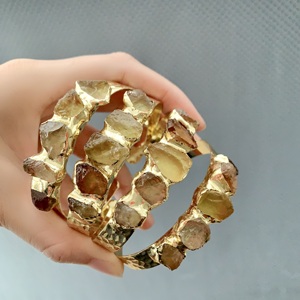 Ls-b5247 phong cách cổ điển tốt đá Vòng đeo tay & Bangles Citrine Vàng Bangle phổ biến mở Cuff sang trọng Bangle phụ nữ cô gái - Product Image 3