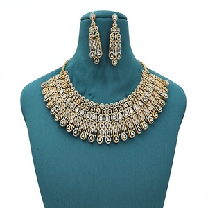 Luxury Premium Quality Brass <b>Silver</b> Plated <b>Necklace</b> <b>and</b> <b>Earring</b> <b>Set</b> Women's Wedding Engagement Party Gift Jewelry - Product Image 2